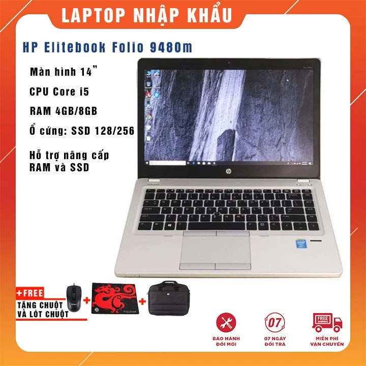 Laptop HP Elitebook Folio 9480m i5 | 8G | SSD 256Gb | 14" | WIN 10 - Hàng nhập khẩu