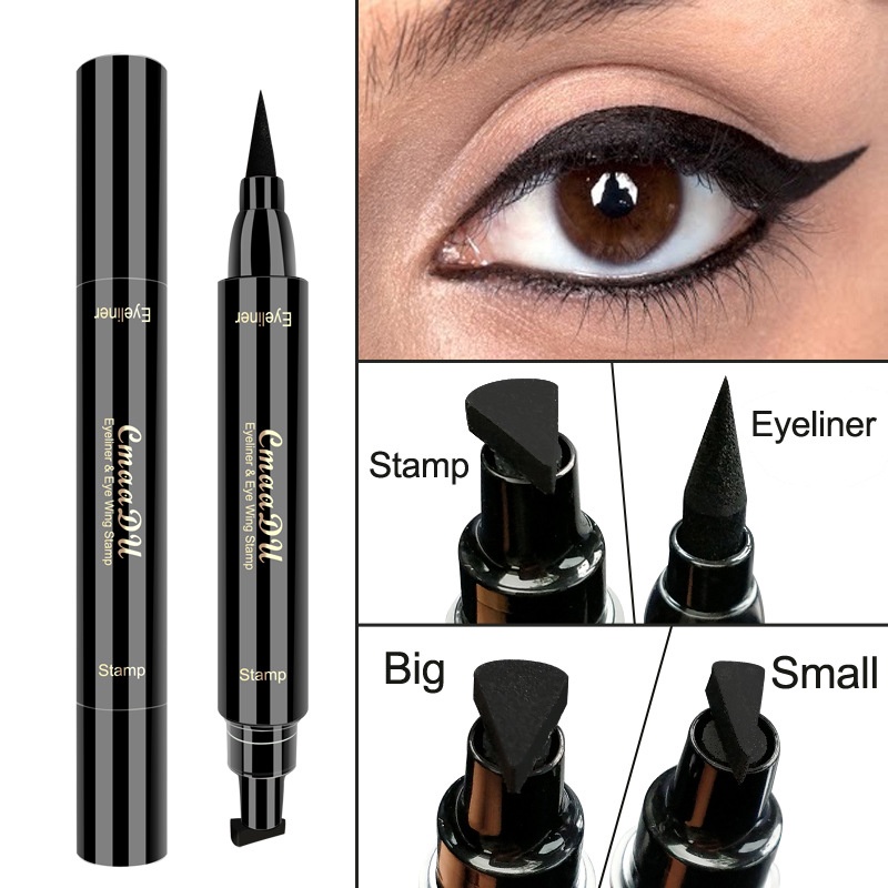 Bút Kẻ Mắt Dạng Lỏng Hai Đầu Nhanh Khô Chống Thấm Nước Có Đầu Đóng Dấu Tiện Dụng