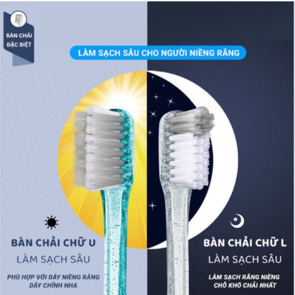 Bàn chải đánh răng cho người niềng răng chữ U và L làm sạch sáng tối, tặng kèm bàn chải kẽ