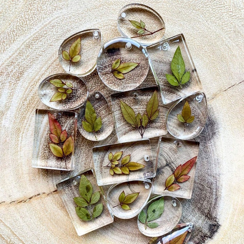 Set 20 Khuôn Làm Móc Khóa Nhựa resin epoxy Hình oval / Tròn / Giọt Nước Có Lỗ Treo