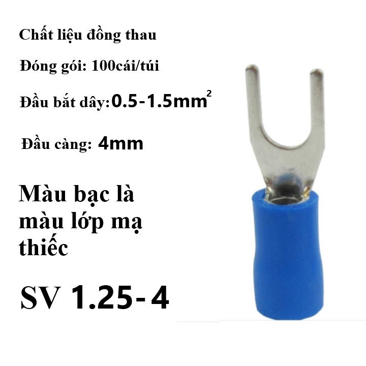 Đầu cos chữ Y bằng đồng 100cái, đầu cốt chỉa bọc phủ nhựa bấm dây điện ...
