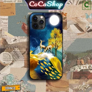 Ốp lưng iPhone cao cấp - Hươu vàng may mắn cưỡi mây chơi trăng - 6/6plus/6s/6splus/7/7plus/8/8plus/x/xr/xs/11/12...