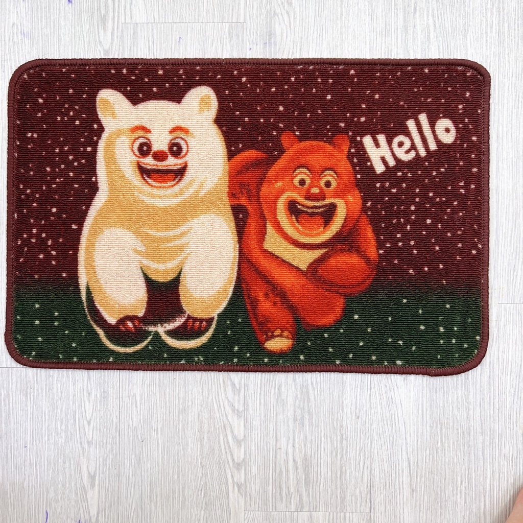 Thảm chùi chân chống trượt  40x60cm hoạt hình Gấu dễ thương tiện lợi siêu thấm nước