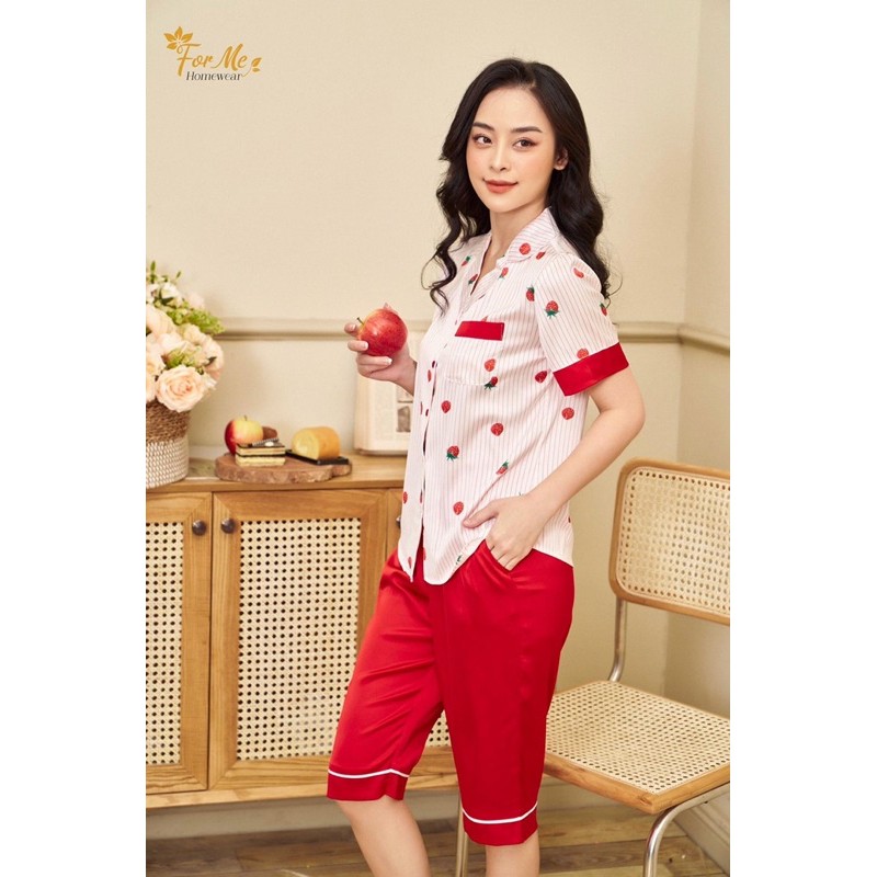 Bộ đồ ngủ,mặc nhà pizama lụa nữ chất liệu lụa giấy cao cấp luxury hãng ForMe