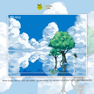 Tranh tô màu theo số hóa Madoca có khung 40x50cm phong cảnh Thế giới xanh T925