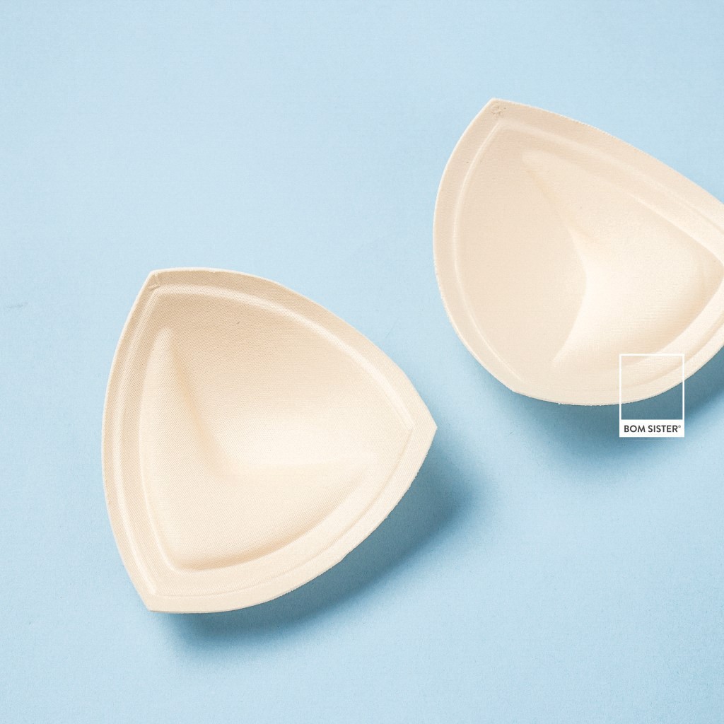 Ảnh Cặp mút độn ngực, mút nâng ngực hình tam giác chất liệu vải, miếng độn bikini có thể tháo rời màu trơn BOM SISTER MD01 4