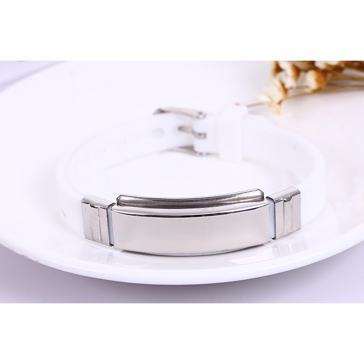 Vòng tay  unisex nam nữ cao su silicon titan lắc tay mặt thép phụ kiện thời trang quà tặng