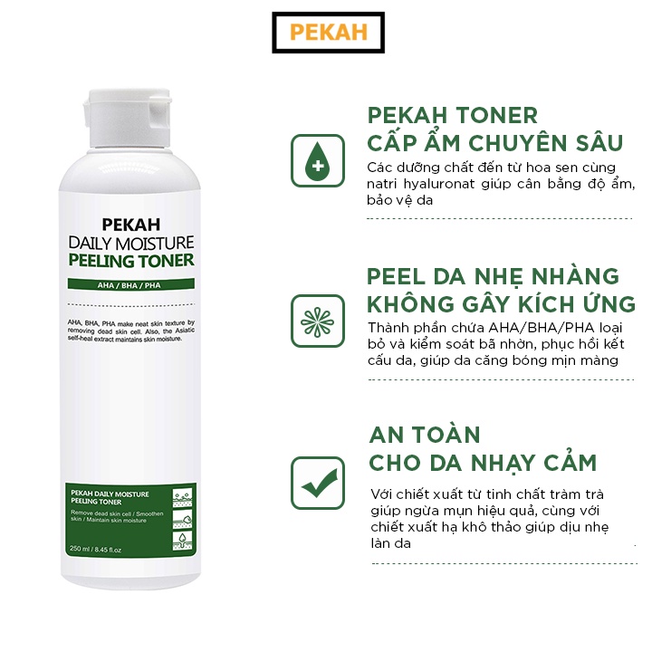 Ảnh Nước hoa hồng PEKAH cải thiện da mụn thu nhỏ lỗ chân lông PEKAH Daily Moisture Peeling Toner 250ml 4
