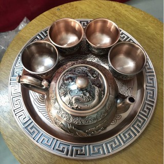 Bộ ấm chén rồng phượng đỏ
