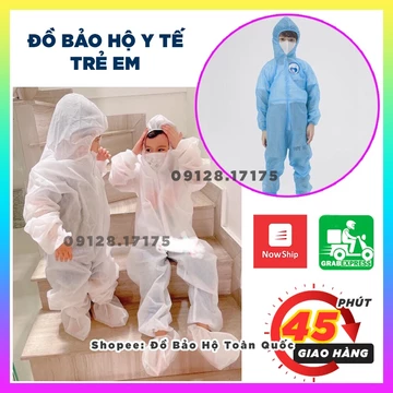 Đồ Bảo Hộ Y Tế Trẻ Em 4 món 🎀KÈM QUÀ TẶNG🎀 Áo quần chống dịch trẻ em - Đồ phòng dịch cho bé từ 1.1m, 1.2m, 1.3m, 1.4m