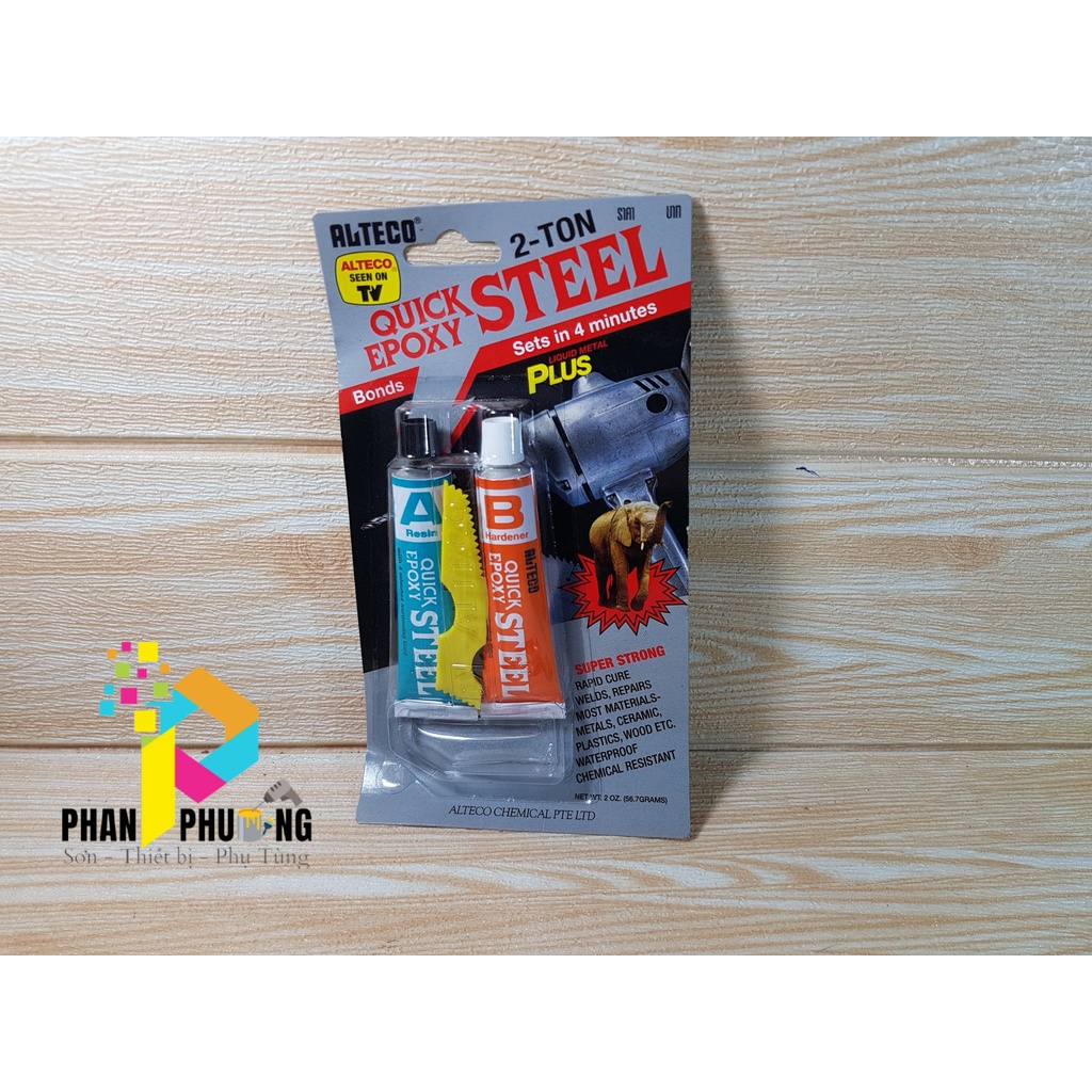 Keo AB 2 Thành Phần Thái Lan Quick Epoxy Steel Alteco 56.7G / Keo Dán Đa Năng Chịu Nhiệt, Chịu Nước, Dán Nhựa, vvv