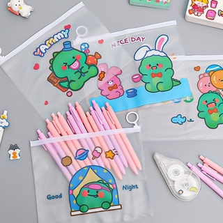 3 Túi Đựng Bút Tài Liệu A5 Khủng Long Xanh Cute - Thỏ Hồng VPP