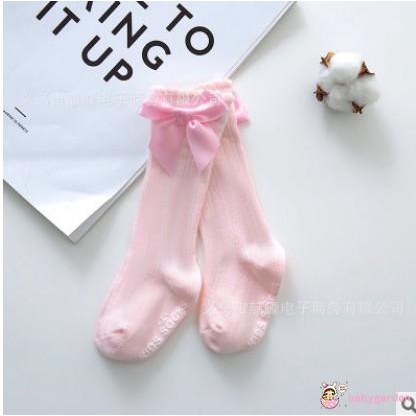 Tất Dài Đến Gối Màu Trơn Đính Nơ Cho Bé Gái