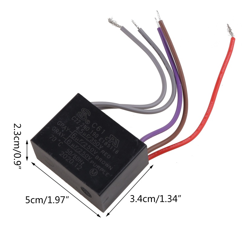 Tụ điện quạt trần trại CBB61 4 5uf + 6uf + 6uf 5 dây 250V 5 tốc độ Tụ điện khởi động