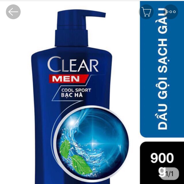 Dầu Gội Clear Men Mát Lạnh Bạc Hà 880g tặng