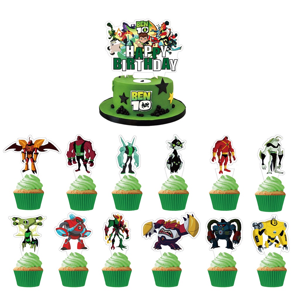 BH2 Ben 10 Chủ Đề Trẻ Em Sinh Nhật Ngày Lễ Trang Trí Tiệc Biểu Ngữ Bánh topper Bóng Bộ Cung Cấp HB2
