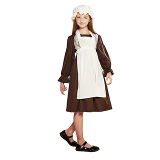 Trang phục thời Victoria cho trẻ em Cô gái Cinderlla Rags Nông dân trang phục phục vụ Cosplay Halloween Maid Fancy Dress For Girls Victoria Apron With Hat