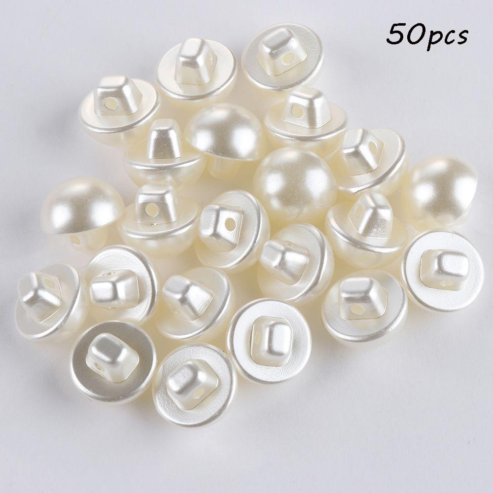 GAVESTO 50 Chiếc Nút Ngọc Trai Tròn May Trang Trí Thủ Công DIY Quần Áo Đầm Phụ Kiện