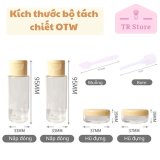 Bộ tách chiết mỹ phẩm túi zip cao cấp 9 món, chai lọ PET cứng cáp OTW du lịch mini