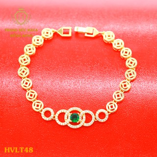 Lắc Tay, Vòng Tay Nữ Kim Tài Tài Lộc May Mắn Màu Xanh Xi Mạ Vàng - Trang Sức Hava Hong Kong-HVLT48