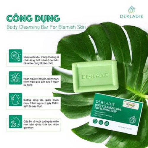 Ảnh [Tặng túi tạo bọt] Xà Phòng Giảm Mụn Cơ Thể Sau 7 Ngày Derladie Body Cleansing Bar For Blemish Skin 50g 2