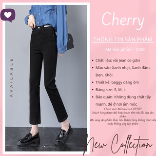 Quần Jean Nữ Ống Đứng CHERRY Dáng Lửng, Suông, Chất Jean Hàng Xuất Đẹp Có Co Giãn Nhẹ T029