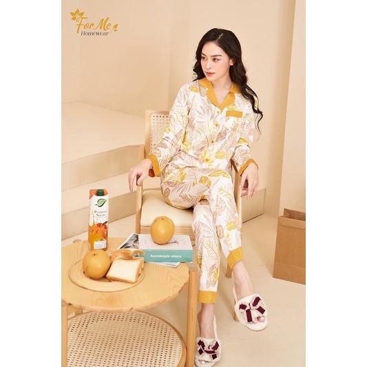 Bộ đồ ngủ , mặc nhà pijama quần dài chất lụa giấy cao cấp Luxury hãng ForMe