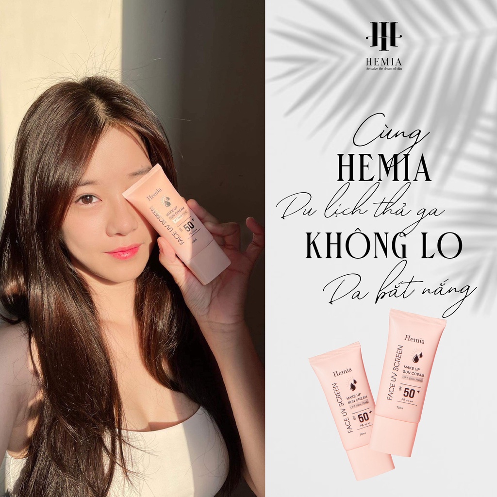 Kem chống nắng HEMIA dưỡng trắng nâng tone SPF50+ 100% tự nhiên, Thấm mướt nhanh, mịn màng nhập khẩu chính hãng Hàn Quốc