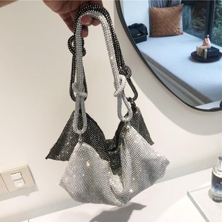 Túi xách nữ đính đá quai dây đôi thắt nút Crystal Mesh Bag