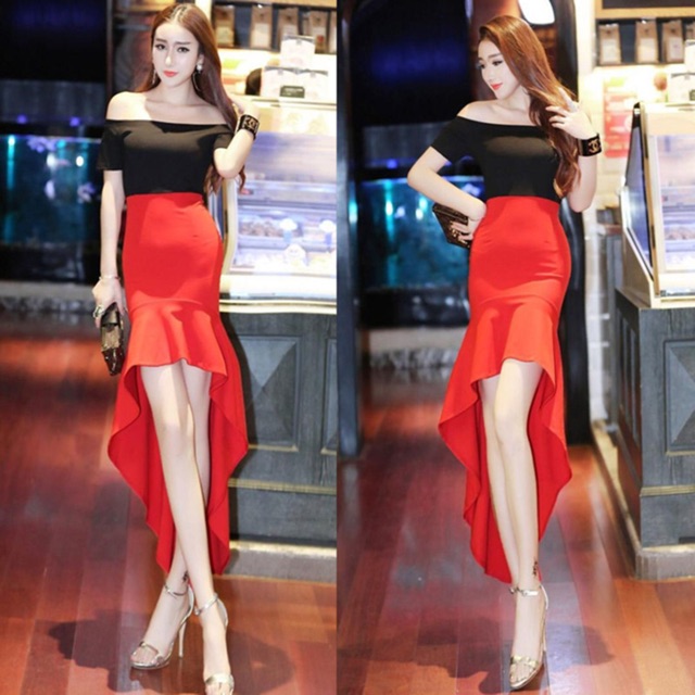 Đầm dự tiệc bẹt vai đuôi cá quyến rũ