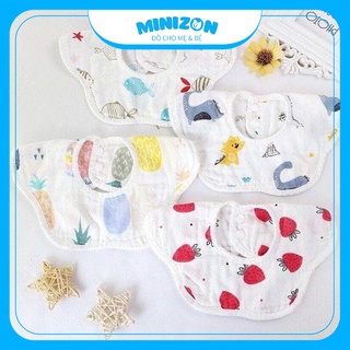Sét 2 Yếm Xô Tròn Organic 4 Lớp Xoay 360 Độ Mẫu Mới Cho Bé | Minizon Kids