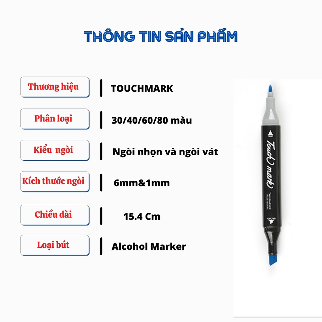 Bút Marker Touch Mark Bộ Bút Màu Marker Túi Vải Bộ 30/40/60/80 Dùng Để Tô  Màu, Vẽ Anime, Highlight, Take Note | Shopee Việt Nam
