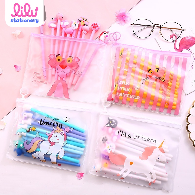 Bút bi mực gel cute SET 10 BÚT nét ngòi 0.5mm theo tone màu kèm túi xinh