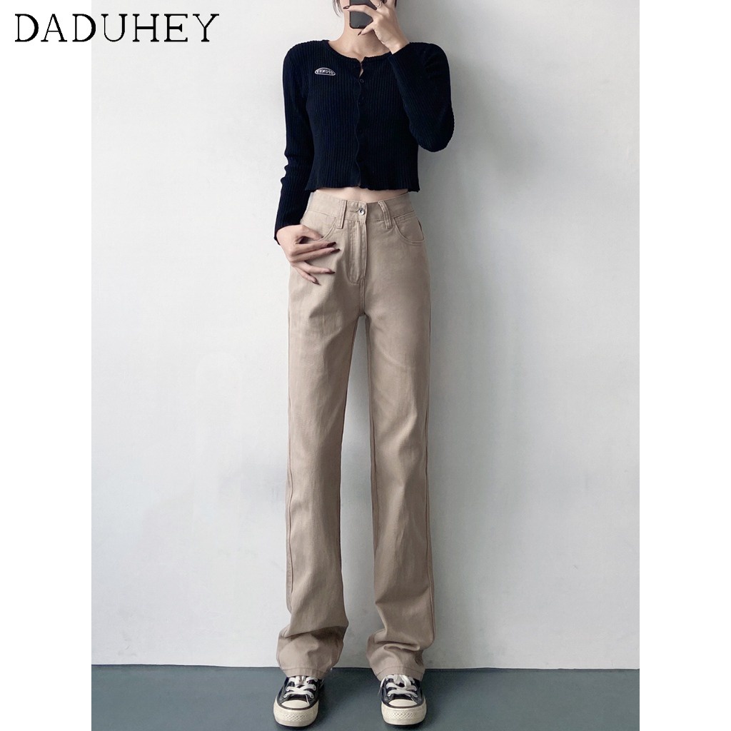 Ảnh Quần jean DADUHEY dài lưng cao ống rộng 6 màu sắc tùy chọn thời trang dành cho nữ 3