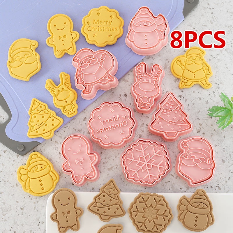 Set 8 khuôn cắt làm bánh phong cách Giáng Sinh đáng yêu