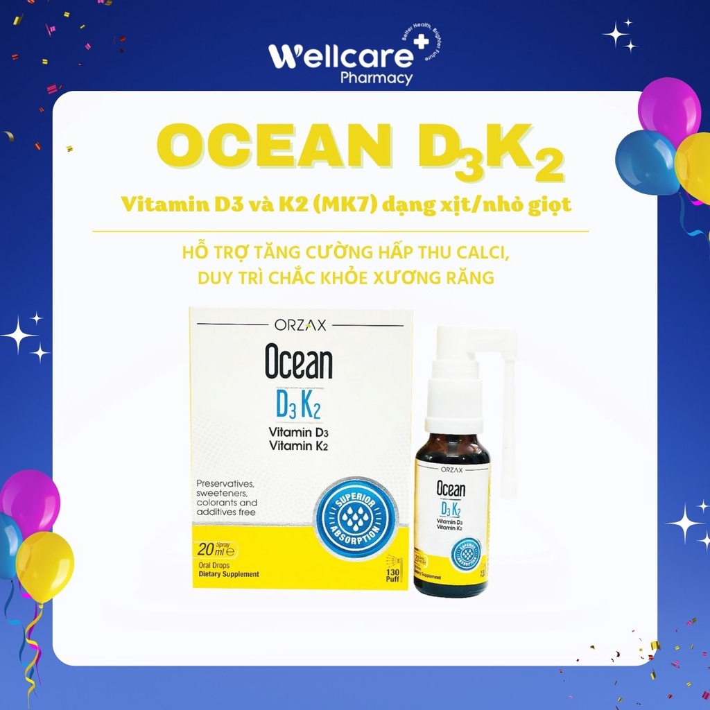 Ocean D3K2 ORZAX dạng xịt bổ sung vitamin D3 K2 - hỗ trợ phát triển ...