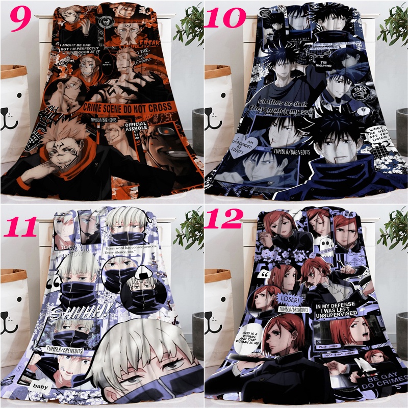 Chăn Điều Hòa Không Khí 4 Kích Cỡ Bằng Vải flannel Siêu Mềm Nhẹ In Hình anime Nhật Bản jujutsu kaisen Cho Trẻ Em