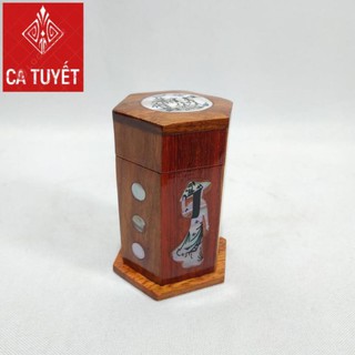 LỌ ĐỰNG TĂM KHẢM CÔ GÁI GỖ HƯƠNG SƠN PU 3 LỚP SIÊU ĐẸP