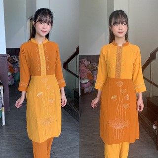 Áo dài cách tân dũi thổ cẩm, đồ đi chùa, đồ lam