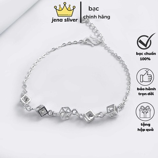 lắc tay hộp vuông , dáng baxic xinh đẹp , bạc 925 sáng - jena sliver