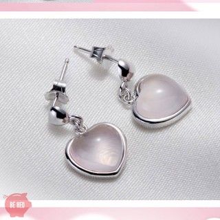 Bông tai trái tim đá nhân tạo hồng BHBT69