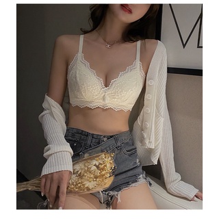 1 bộ sexy tua ren đồ lót phụ nữ áo ngực bộ mùa hè mềm mại 3/4 cúp mỏng sinh viên thanh niên bralette có thể điều chỉnh không dây đẩy lên đồ lót áo lót nữ