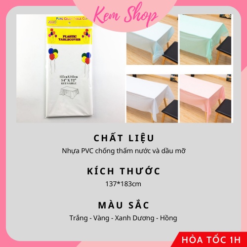 Khăn trải bàn vintage nhựa PVC chống thấm nước trơn màu phong cách Bắc Âu - Kem Shop K4
