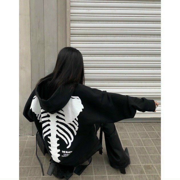 (HCM) ÁO KHOÁC NỈ HODDIES FORM RỘNG PHONG CÁCH HÀN QUỐC - UNISEX HỌA TIẾT XƯƠNG ĐỘC ĐÁO CHO CÁC BẠN TRẺ HIYU FASHION