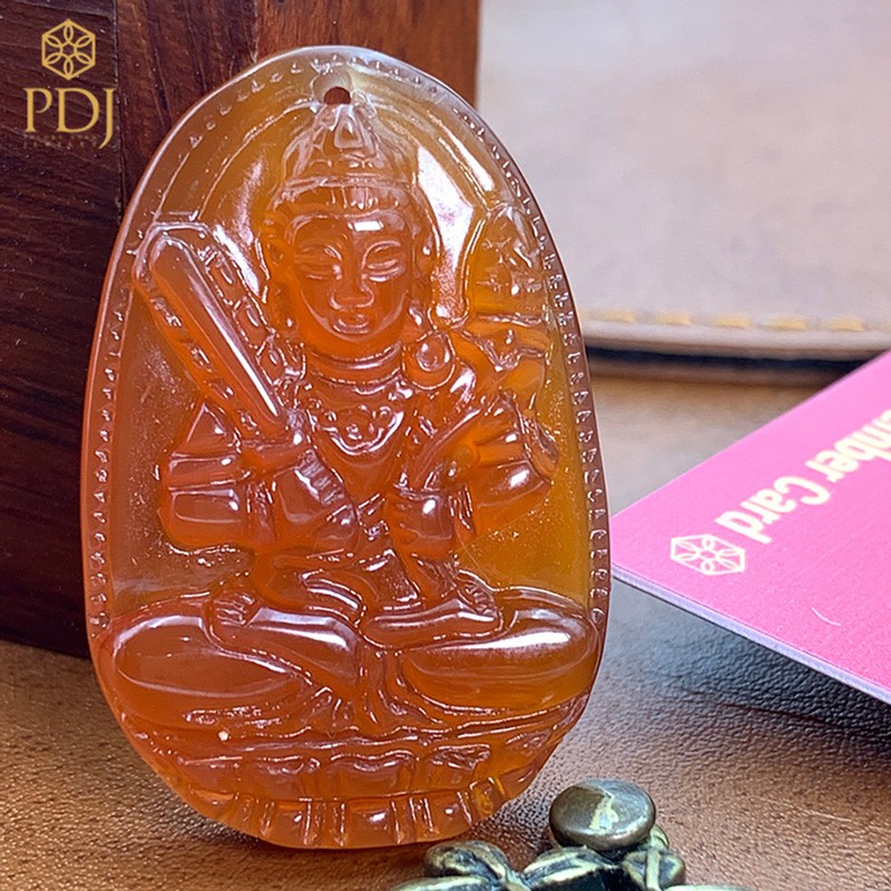 Ảnh Mặt phật bản mệnh Hư Không Tạng Bồ Tát - tuổi Sửu, tuổi Dần - tặng kèm dây dù đeo và hộp đựng - M000089 - Trang sức PDJ 1