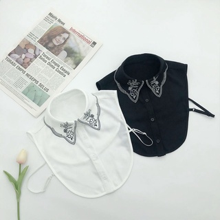 Cổ Áo Sơ Mi Giả Thêu Hoa Màu Trắng / Đen Chất Liệu Chiffon Cho Nữ