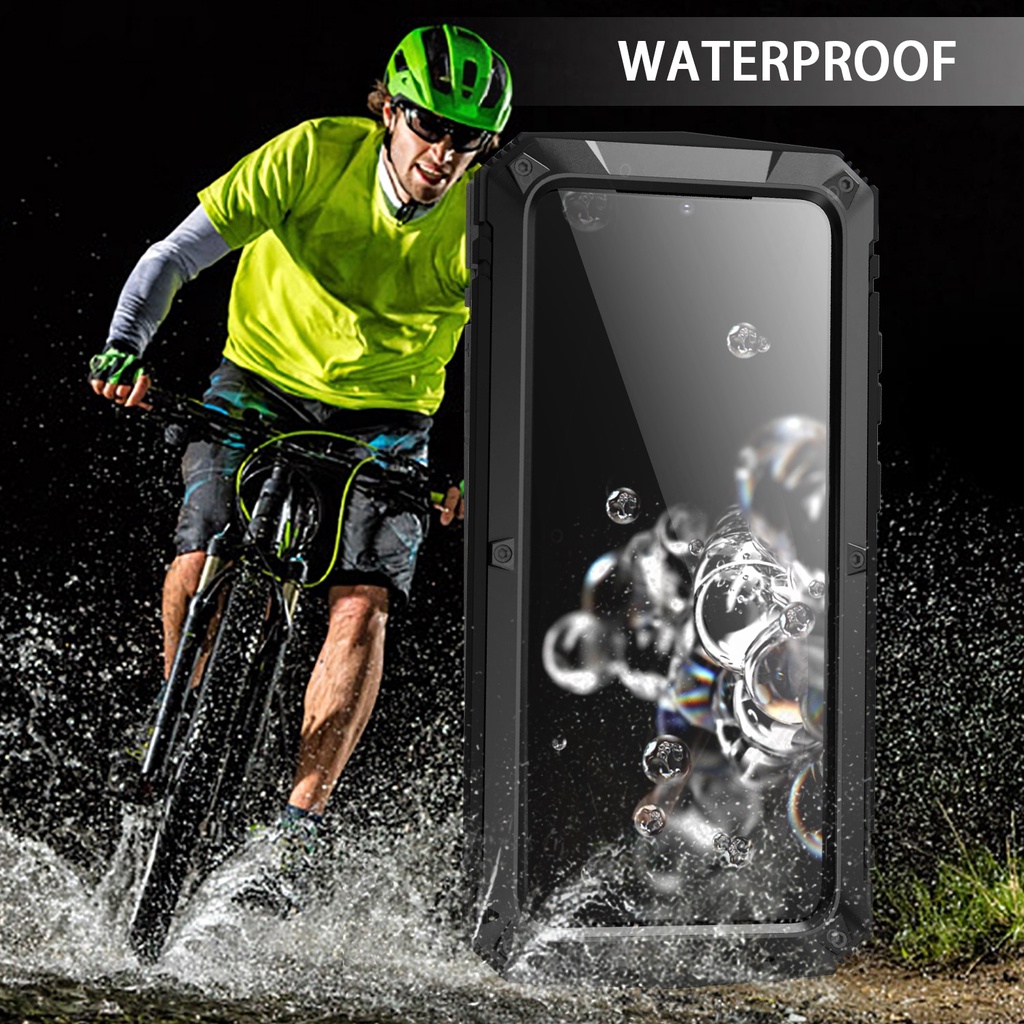 Ốp lưng chống nước 360 Doom Armor IP54 cho Samsung Galaxy S24 Ultra 5G S25 S23 Ultra S21 Plus S20 Plus Note 20 Ultra 5G S22 Ultra Ốp lưng kim loại lai chống sốc