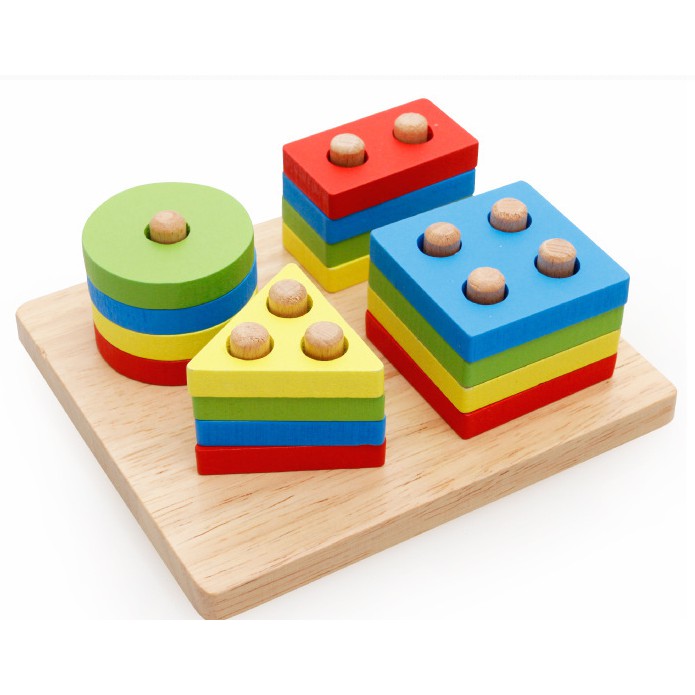 Ảnh Đồ Chơi Gỗ S-Kids, Thả hình khối 4 tru. 4
