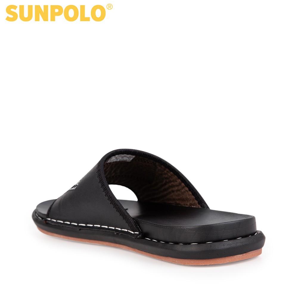 Ảnh Dép quai ngang nam da bò SUNPOLO Đen - SNADO2 3