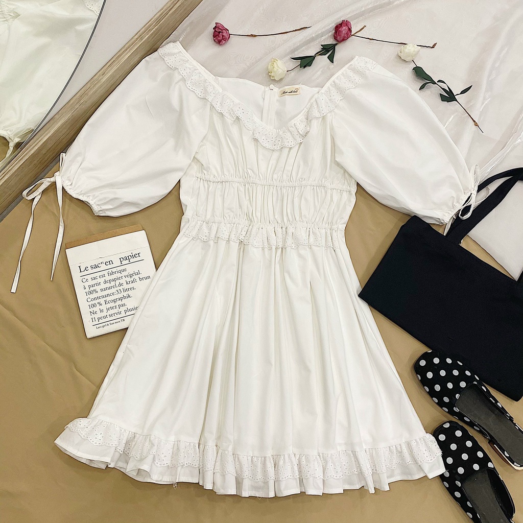 ĐẦM TRẮNG FORM CHỮ A CHÂT VẢI DÀY DẶN - EIRA DRESS